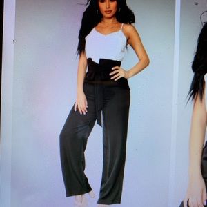 Black/white jumpsuit fashion nova